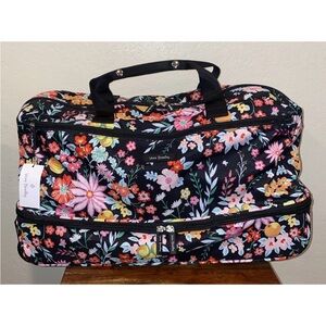 Vera Bradley Tangerine Twist Wheeled Black Floral Travel Bag